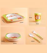 5 Pieces Bamboo Fiber Cartoon Baby Feeding Set - Image 3